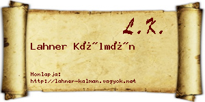Lahner Kálmán névjegykártya